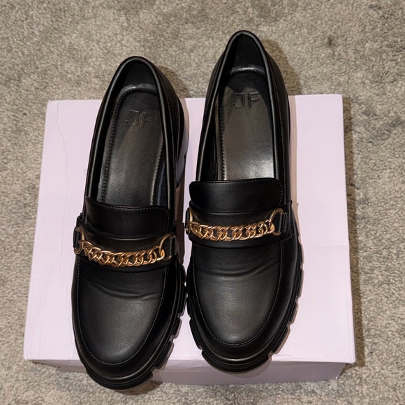 JustFab Black Loafers with Gold Chain Accent - Picture 7 of 7